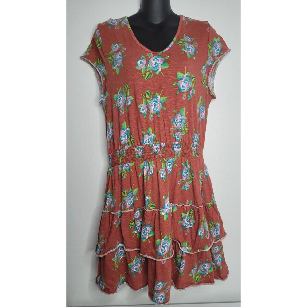 Matilda Jane Floral Dress Womens Medium Knee Length Ruffles Short Sleeve Cotton